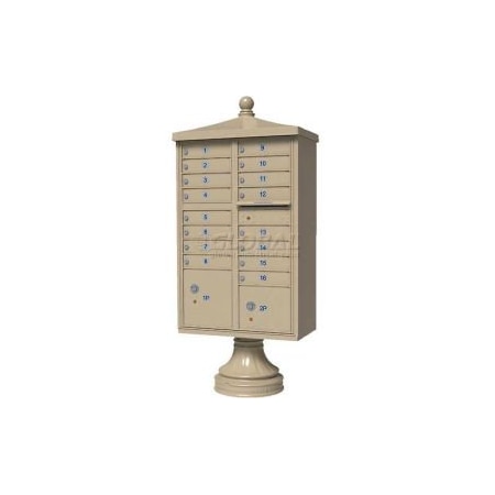 Florence Mfg Co Vital Cluster Box Unit w/Vogue Traditional Accessories, 16 Unit & 2 Parcel Lockers, Sandstone 1570-16V2SD